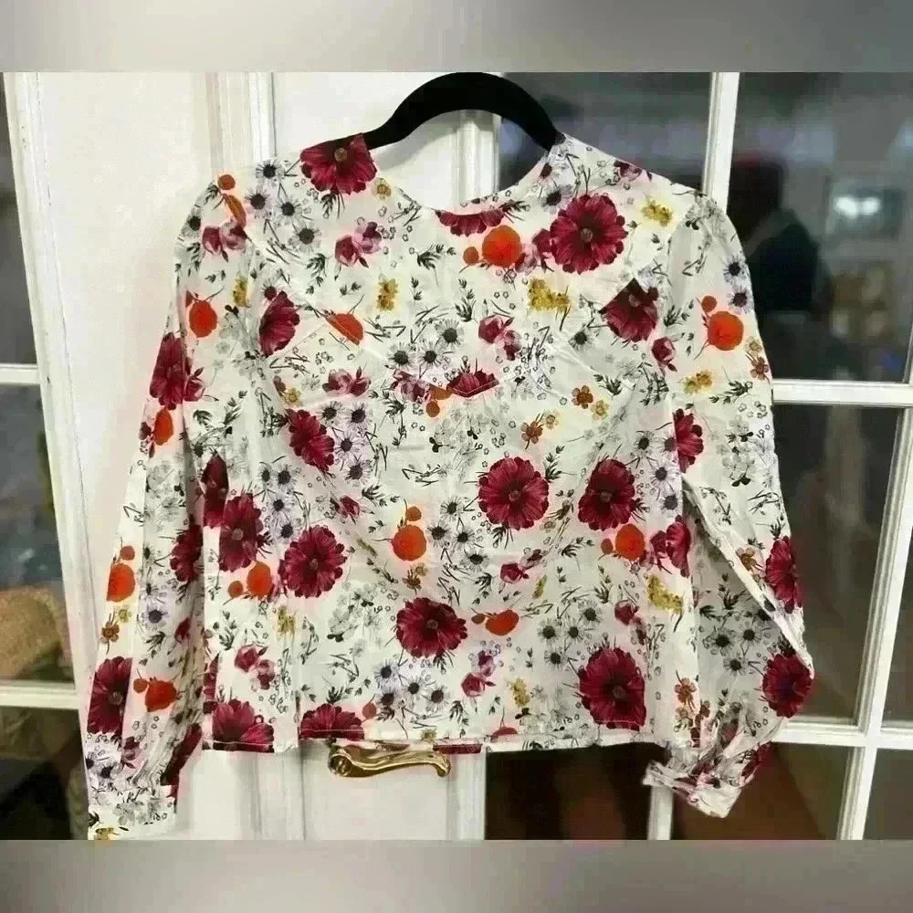 Marine Layer Wildflower Ruffle Yoke Blouse Floral